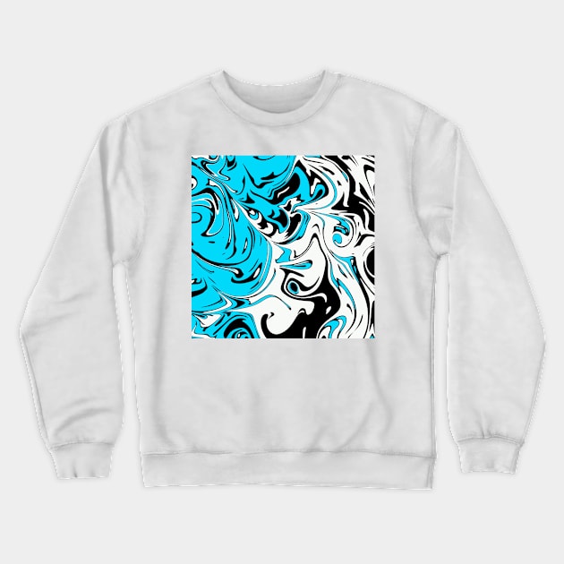 Aqua white black Liquid Abstract Art Crewneck Sweatshirt by Tshirtstory